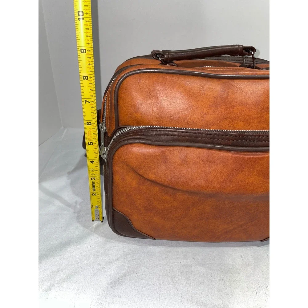 Vintage Style Brown‎ Faux Leather Camera Bag Travel Utility Case Shoulder Strap